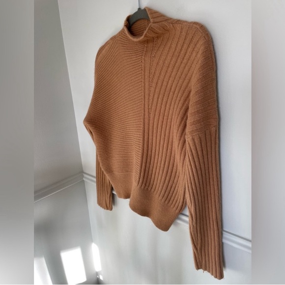 Brown Camel Cashmere blend Mock Neck Sweater - Picture 3 of 3